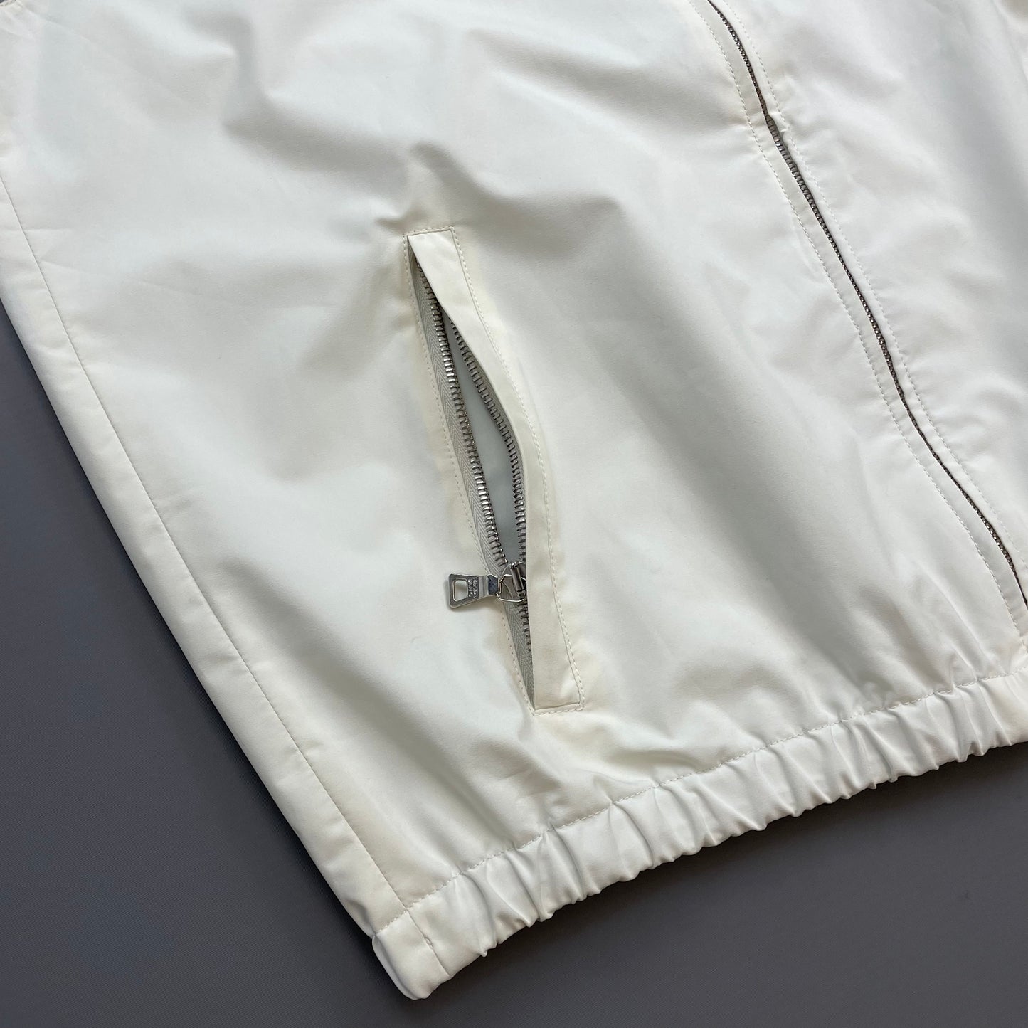 Prada Cream White & Grey 2009 Windstopper Toggle-Collar Gilet Vest
