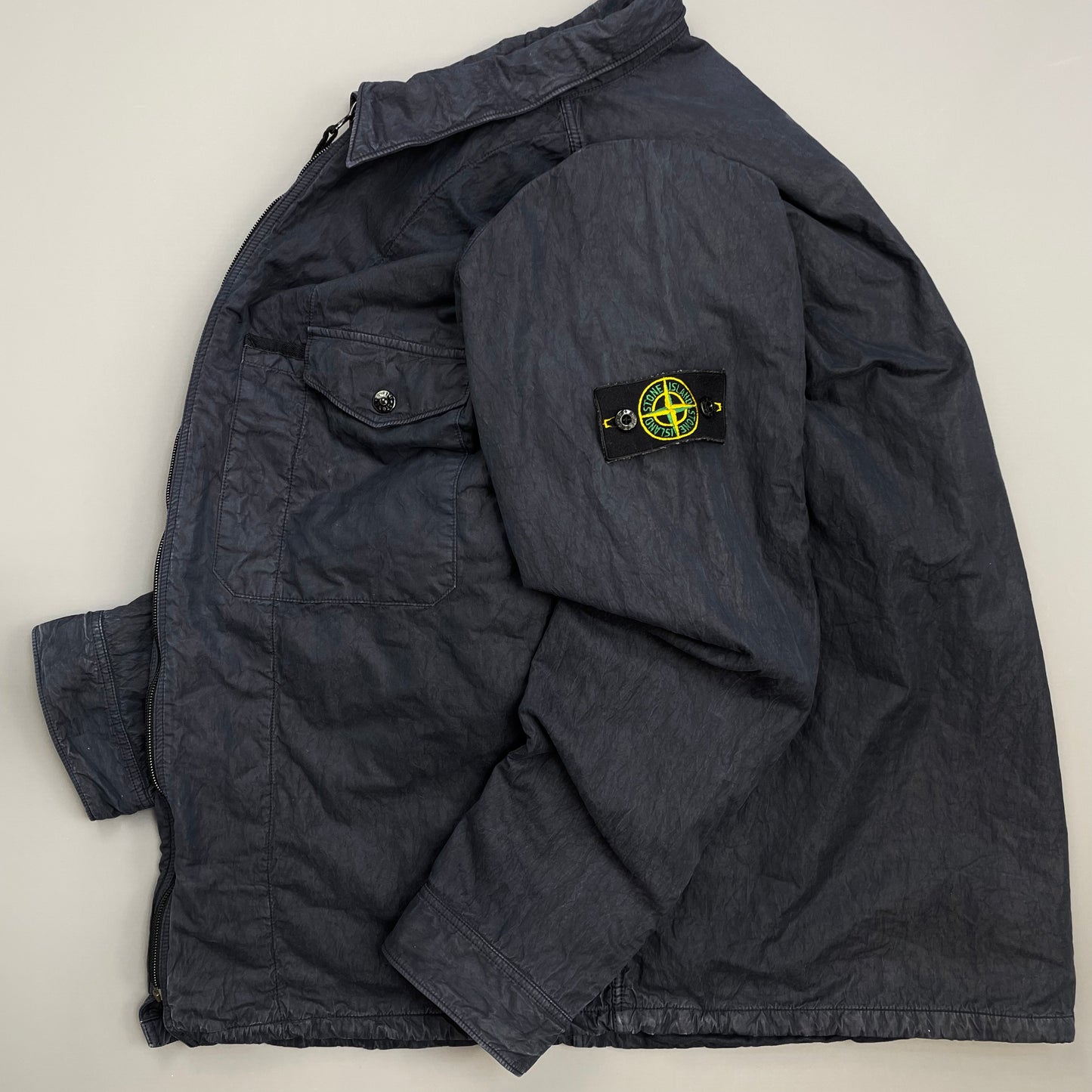 Stone Island Navy AW05 Cotton Nylon Lined Zip-Through Jacket