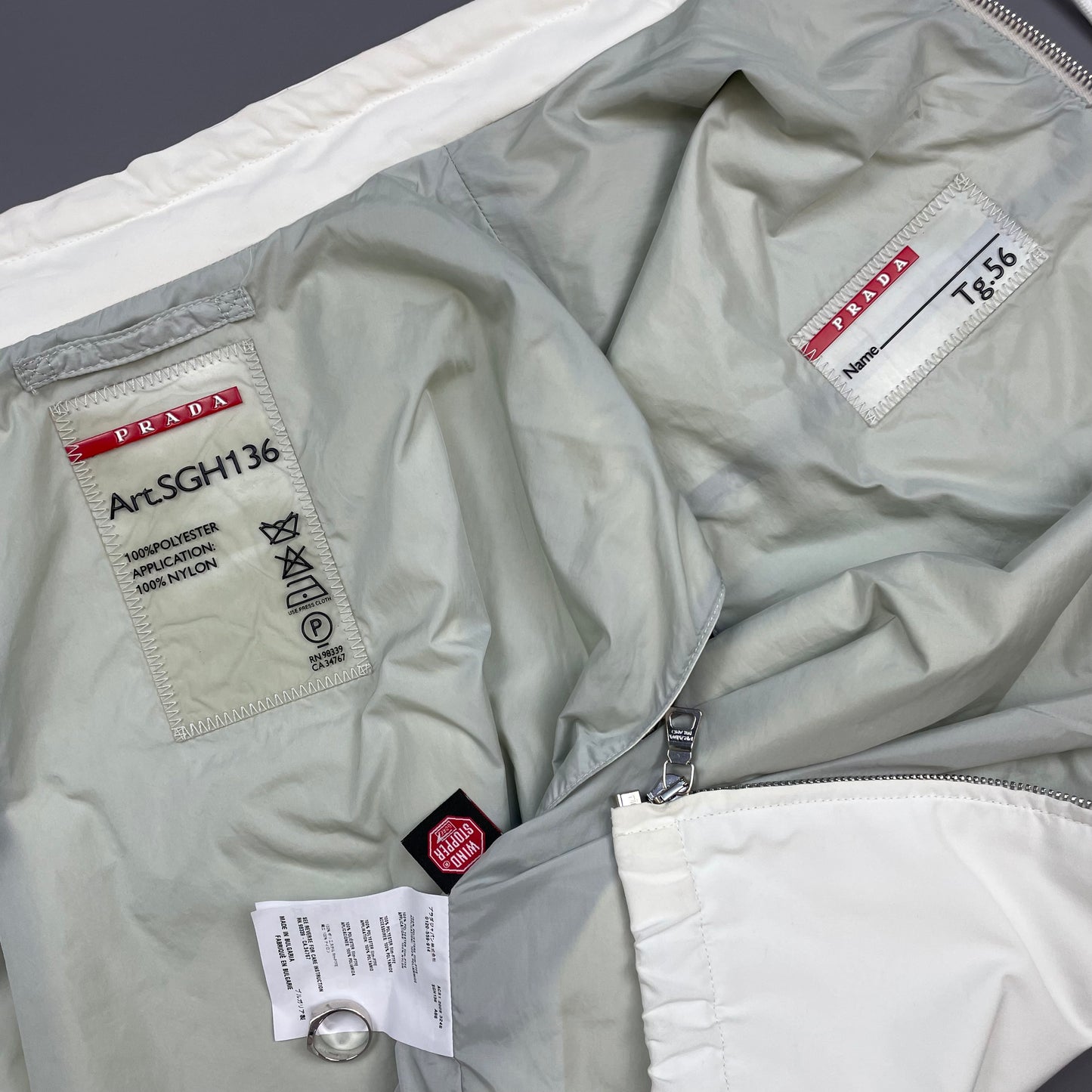 Prada Cream White & Grey 2009 Windstopper Toggle-Collar Gilet Vest