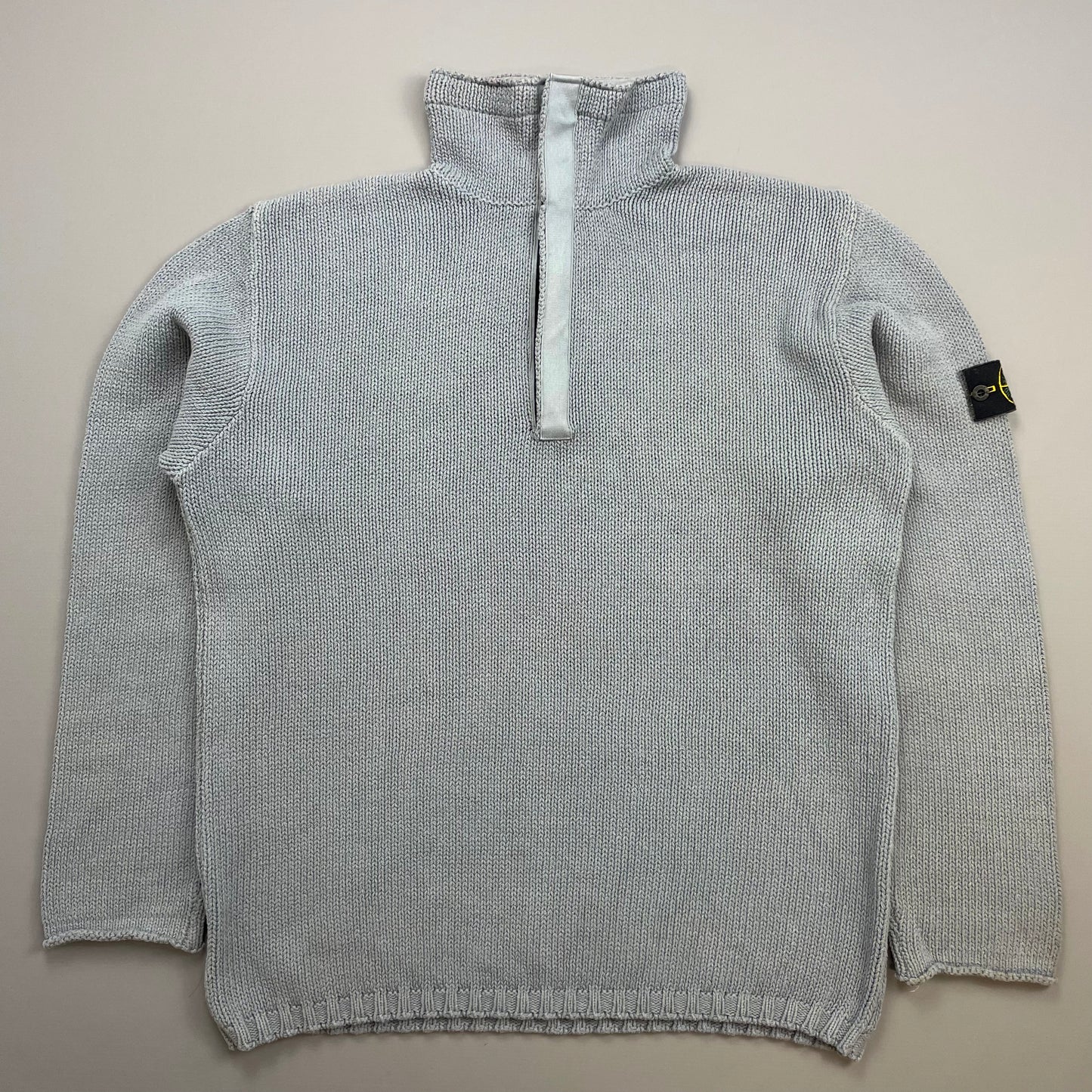 Stone Island Light Blue SS02 Heavyweight Half-Zip Knit Jumper