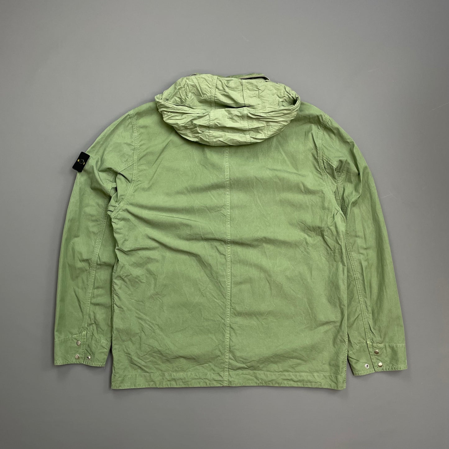 Stone Island Green SS23 Lightweight Cupro Cotton Twill-TC Concealed Hood Chore Jacket
