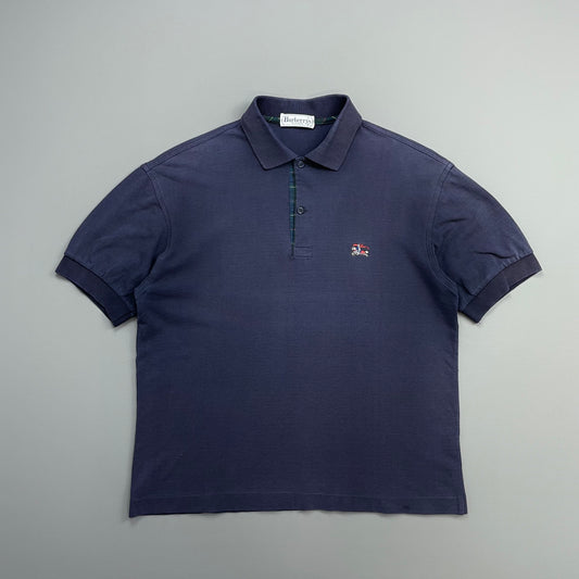 Burberrys Navy 90s Cotton Polo Shirt