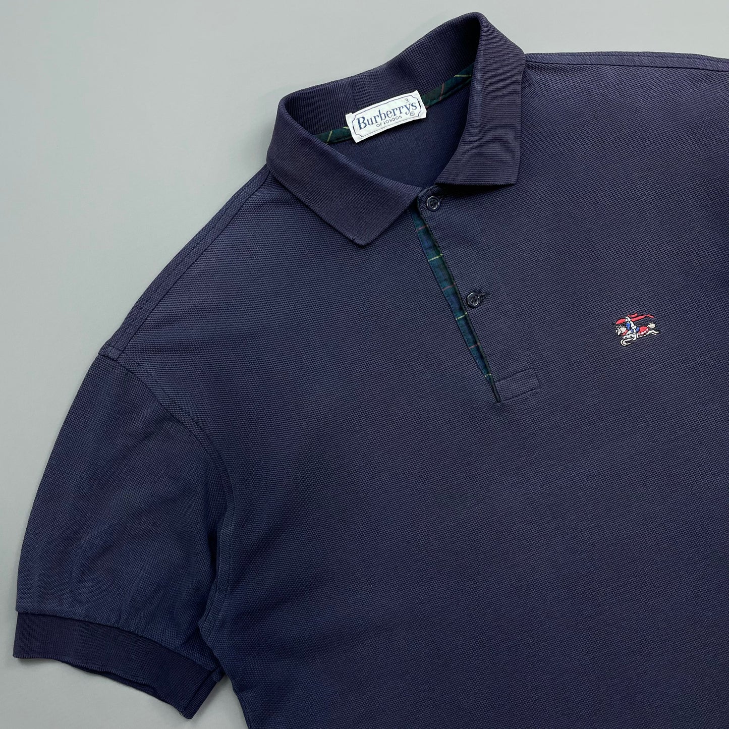 Burberrys Navy 90s Cotton Polo Shirt