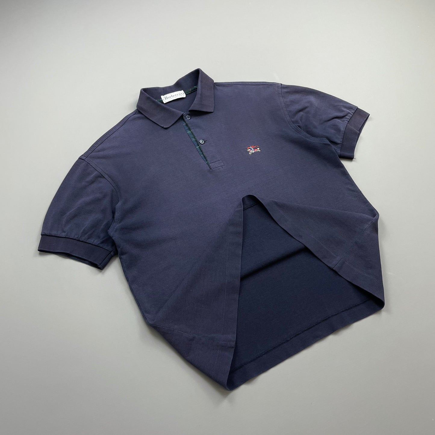 Burberrys Navy 90s Cotton Polo Shirt