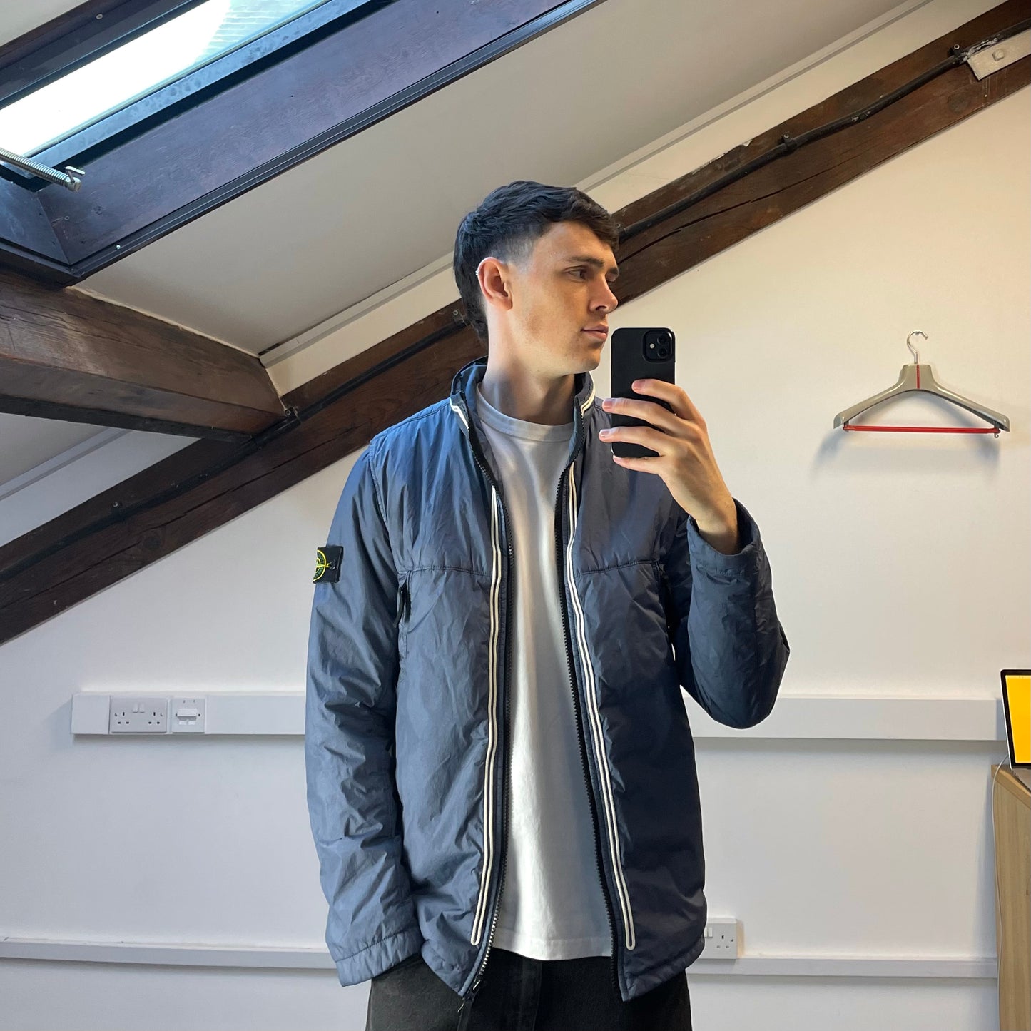 Stone Island Blue AW19 Padded Garment Dyed Crinkle Reps Jacket