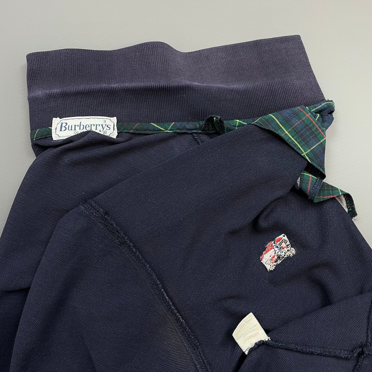 Burberrys Navy 90s Cotton Polo Shirt