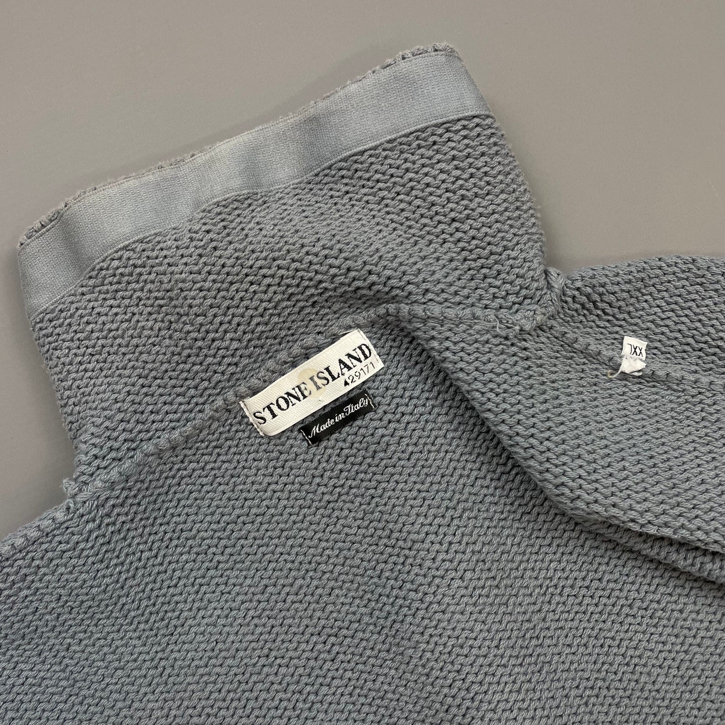 Stone Island Light Blue SS02 Heavyweight Half-Zip Knit Jumper