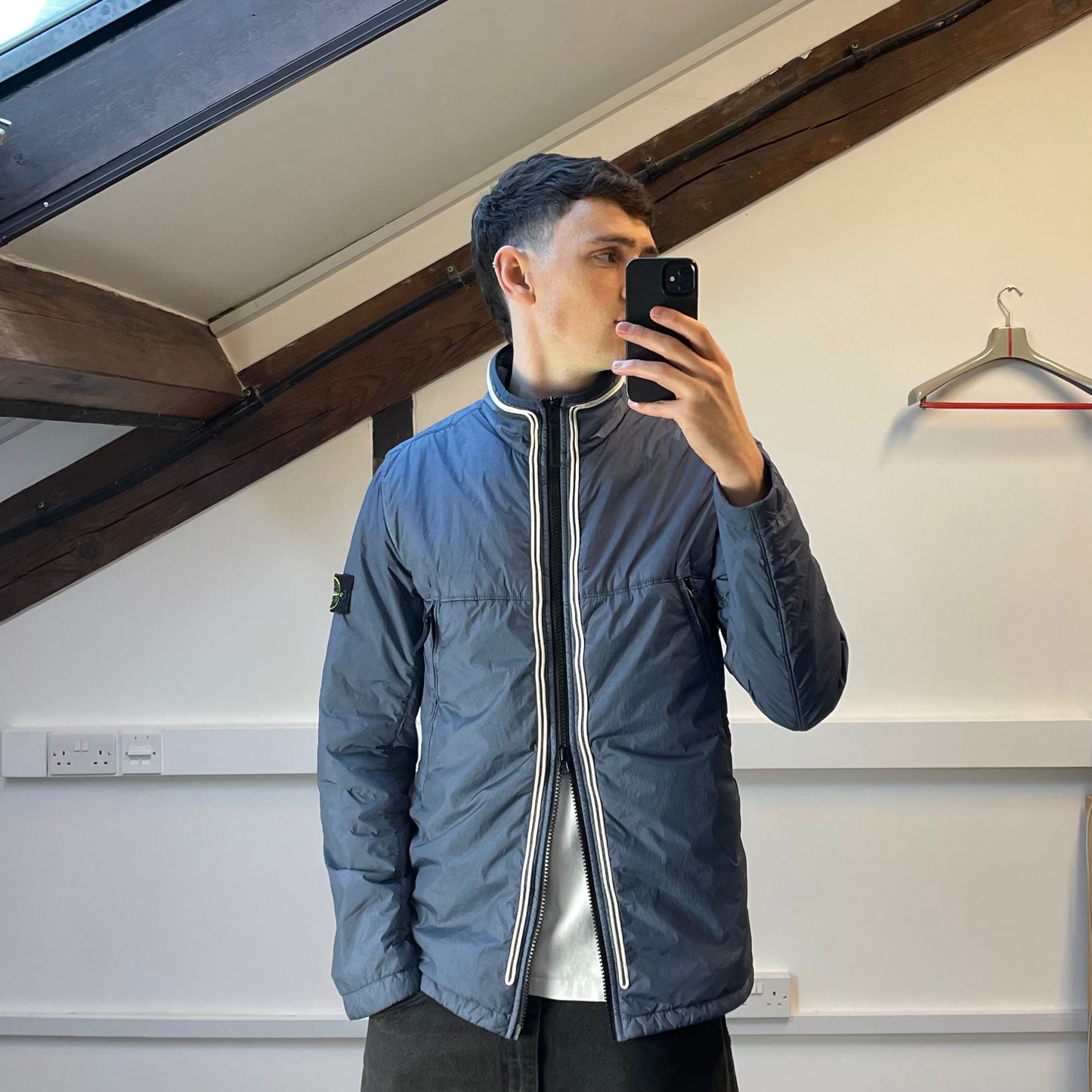 Stone Island Blue AW19 Padded Garment Dyed Crinkle Reps Jacket
