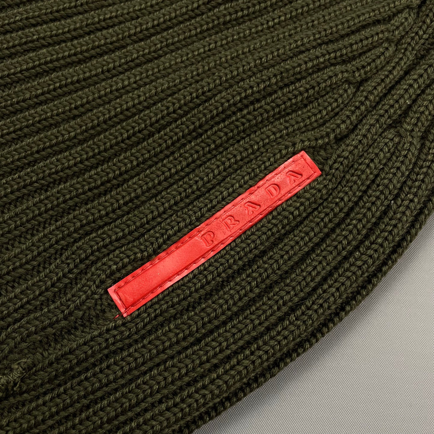 Prada Sport Khaki Green 00s Wool Knit Beanie