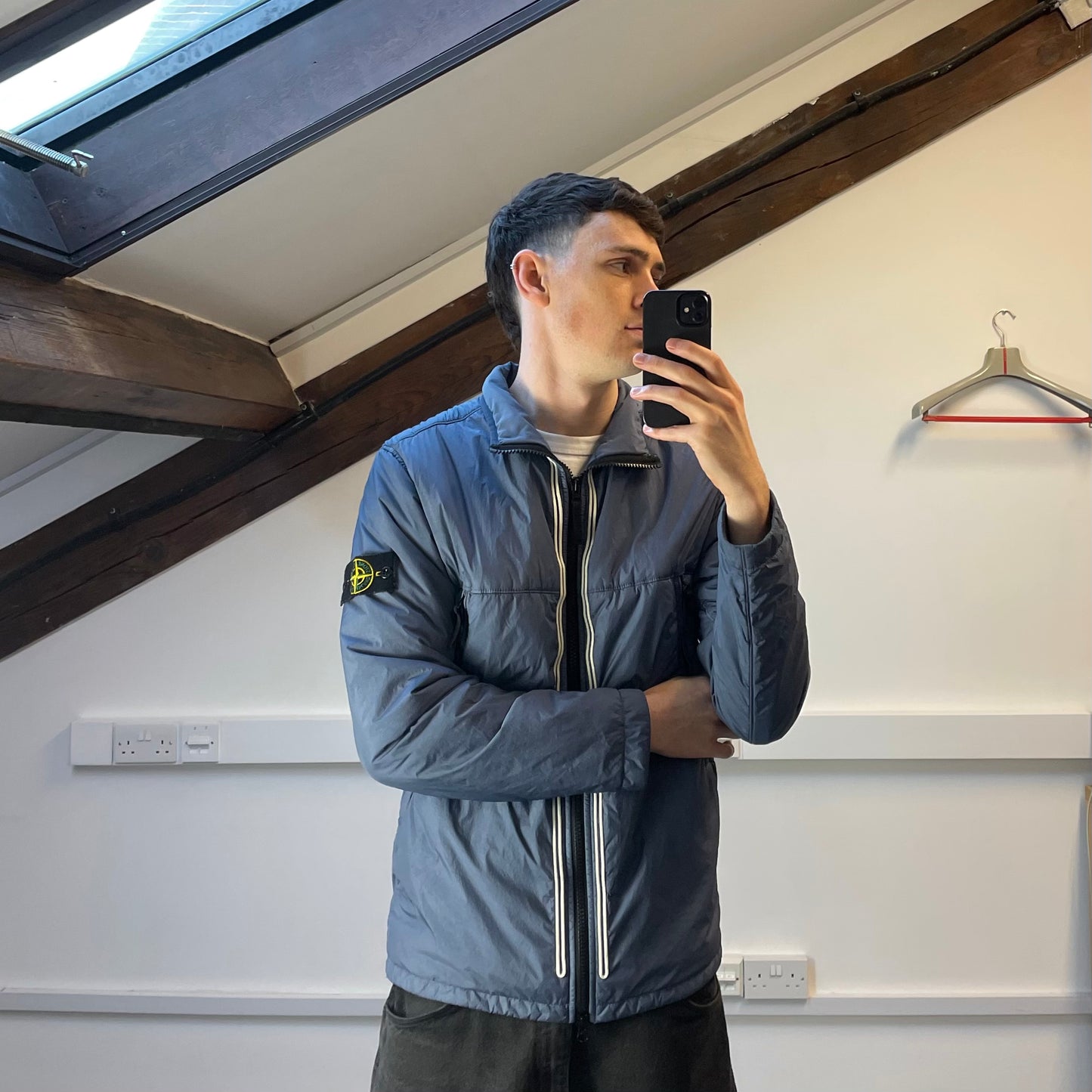 Stone Island Blue AW19 Padded Garment Dyed Crinkle Reps Jacket