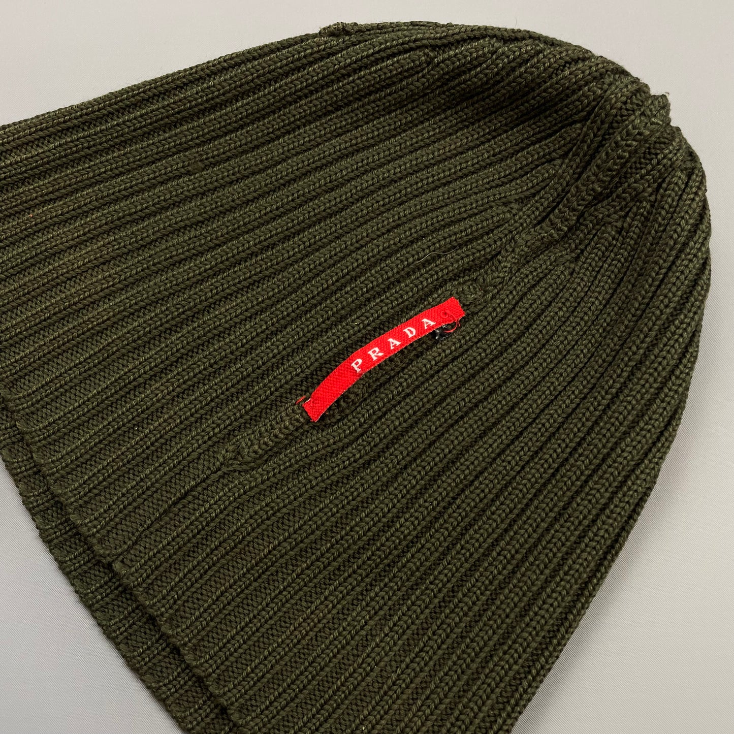 Prada Sport Khaki Green 00s Wool Knit Beanie
