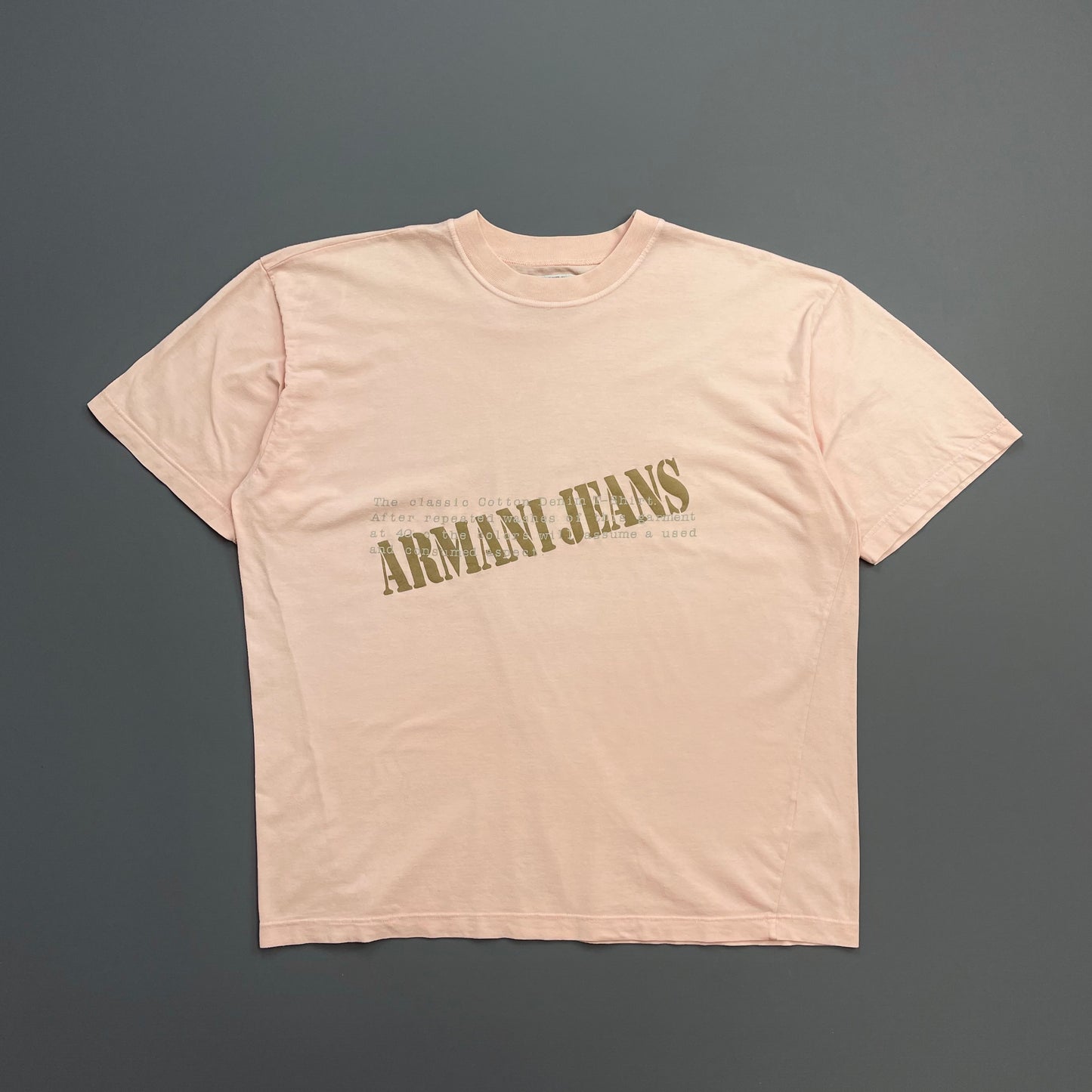 Armani Jeans Pink 90s 'Consumed & Used Aspect' Graphic Print T-Shirt