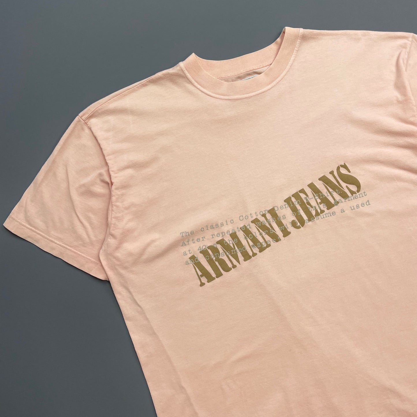 Armani Jeans Pink 90s 'Consumed & Used Aspect' Graphic Print T-Shirt