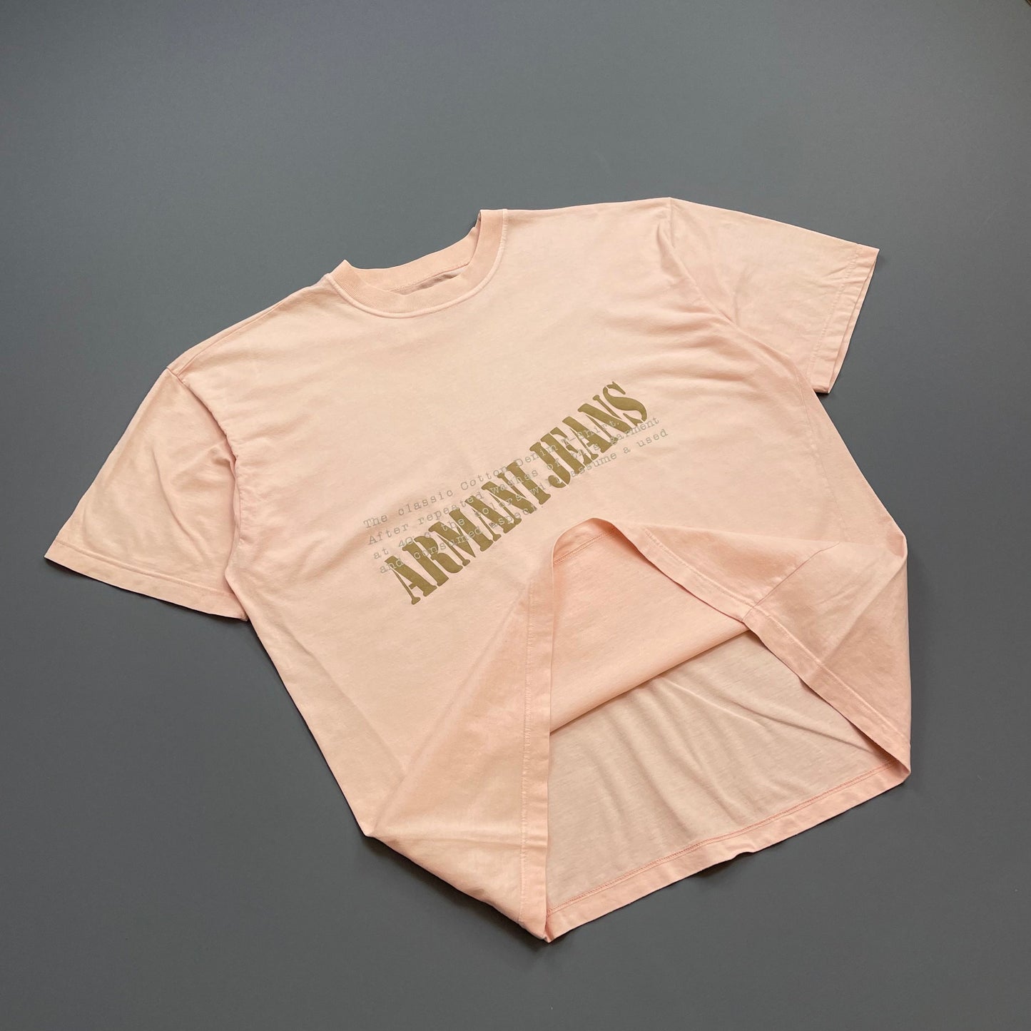 Armani Jeans Pink 90s 'Consumed & Used Aspect' Graphic Print T-Shirt