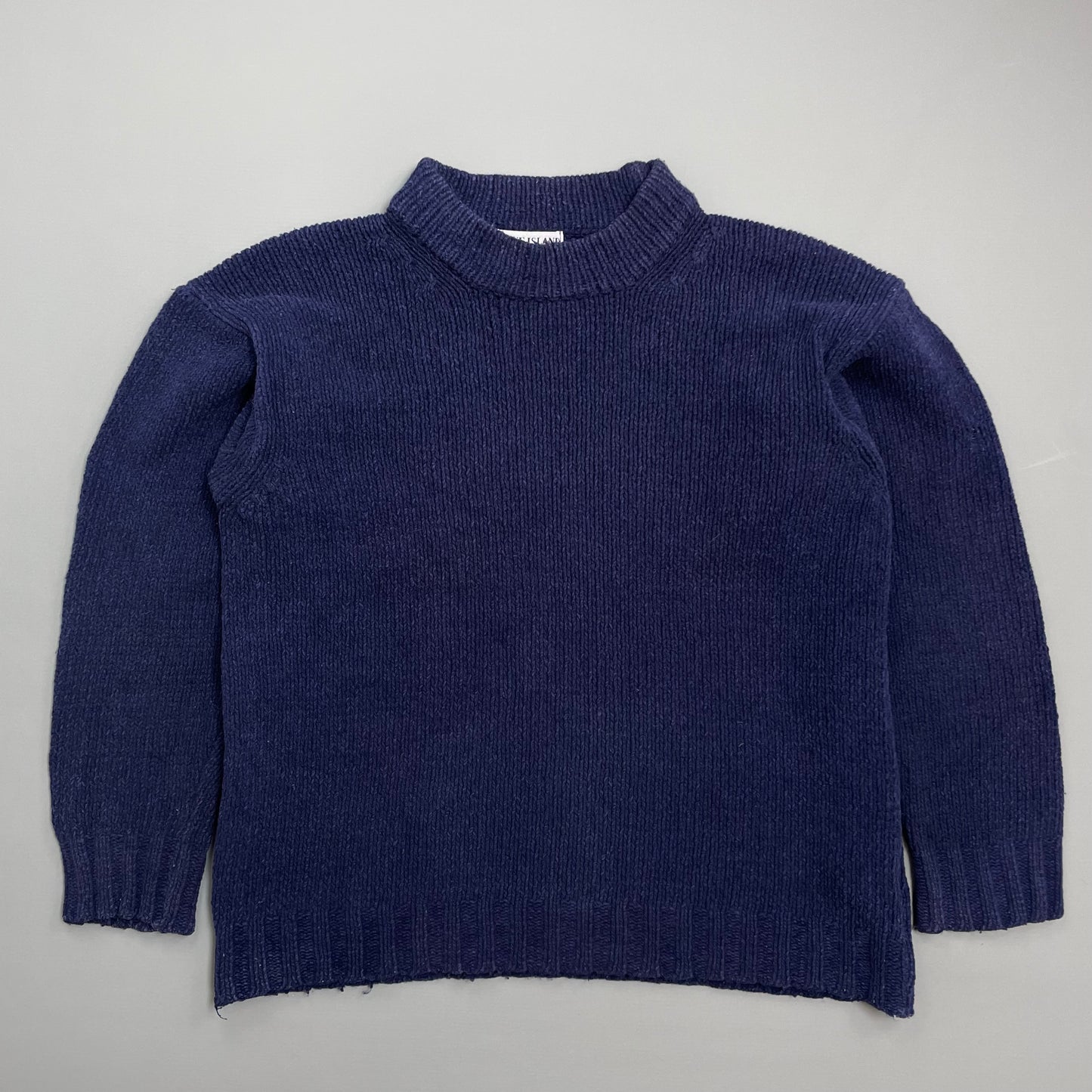 Stone Island Navy AW96 Angora Wool Chunky Minimal Knit Jumper