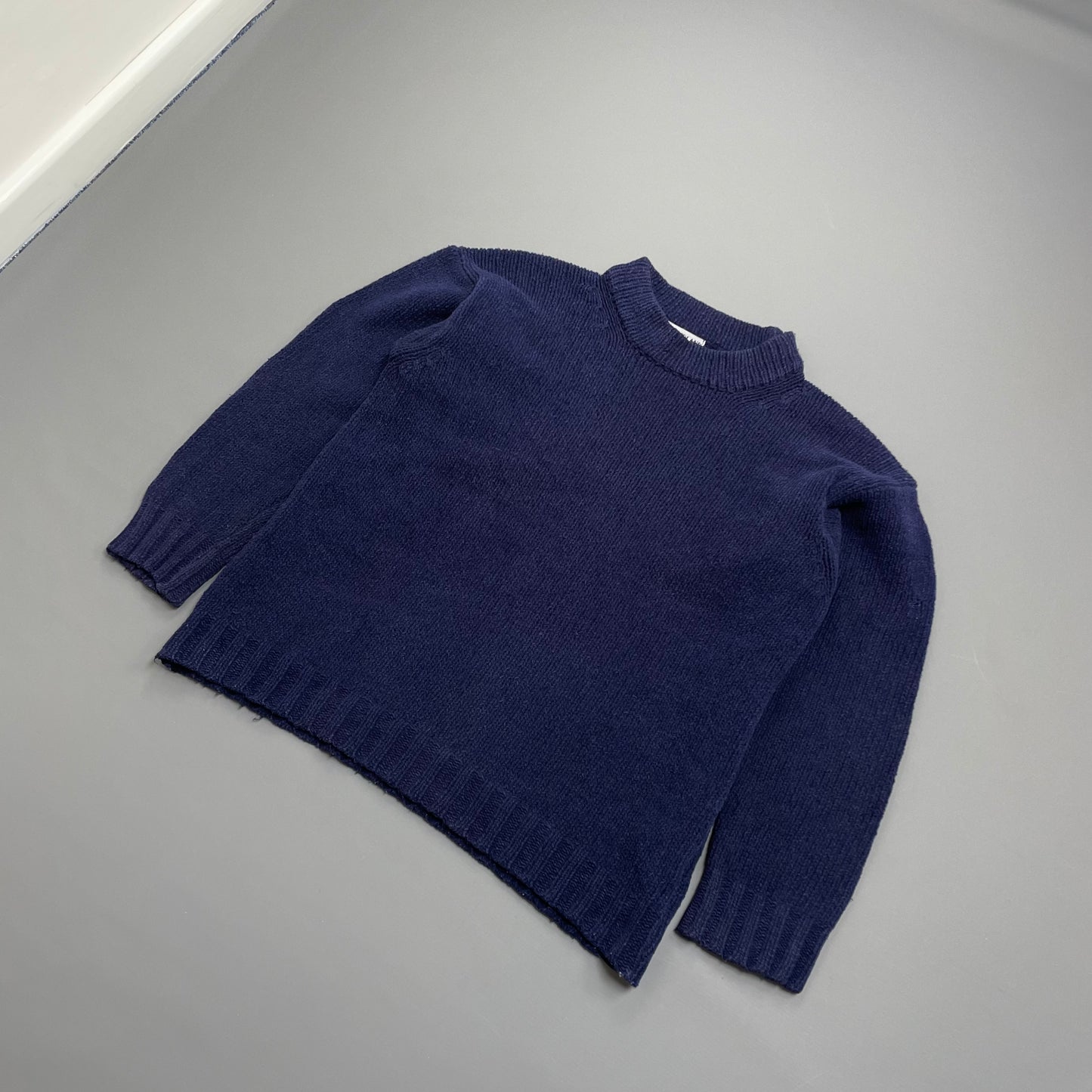 Stone Island Navy AW96 Angora Wool Chunky Minimal Knit Jumper