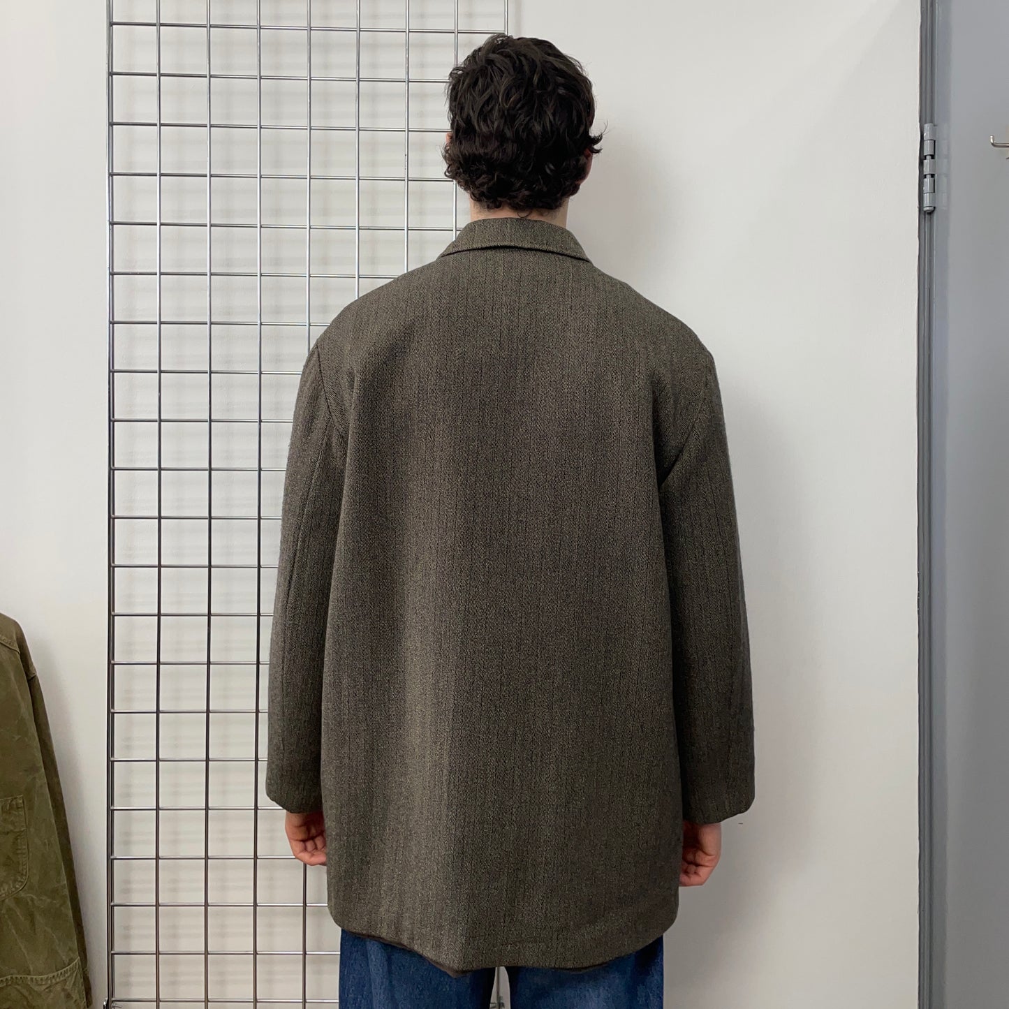 C.P. Company Grey & Brown AW95 Virgin Wool Lined Overcoat