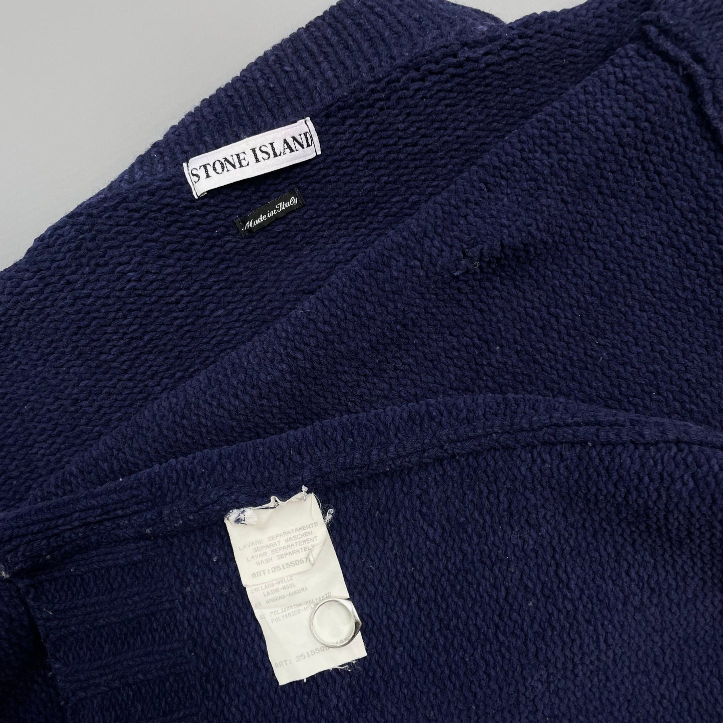Stone Island Navy AW96 Angora Wool Chunky Minimal Knit Jumper