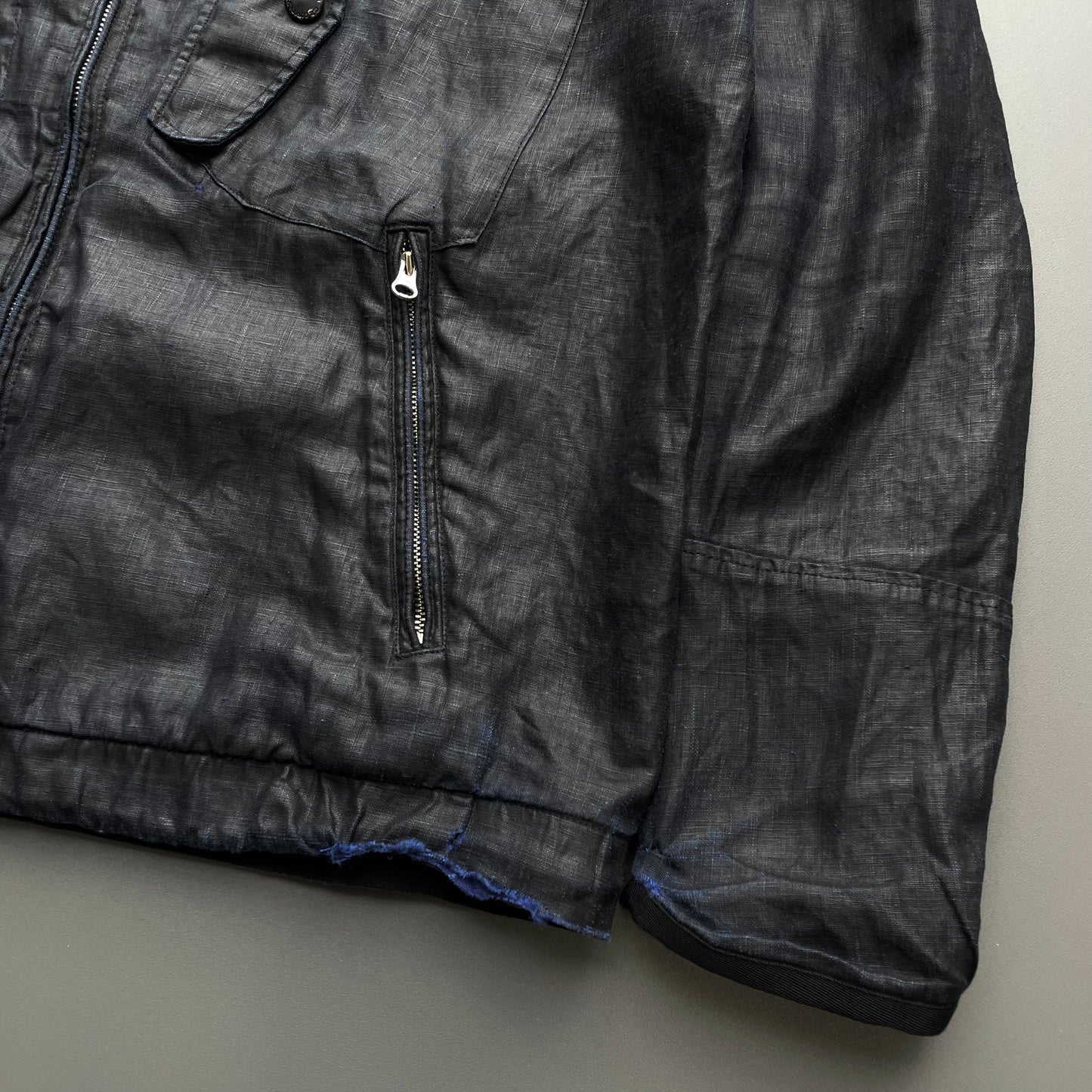 C.P. Company Black & Blue C(hi)LINO Linen Detachable Hood Goggle Jacket