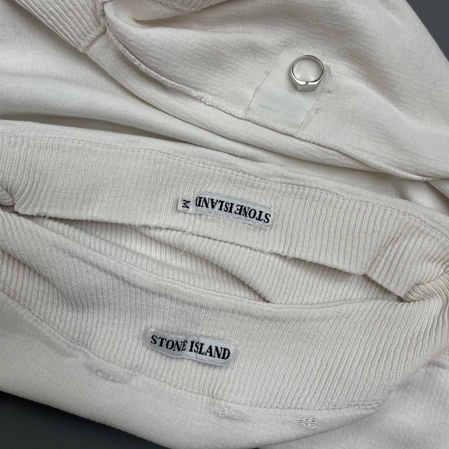 Stone Island White 80s Marina Cotton Fine-Rib Boat Neck Jumper