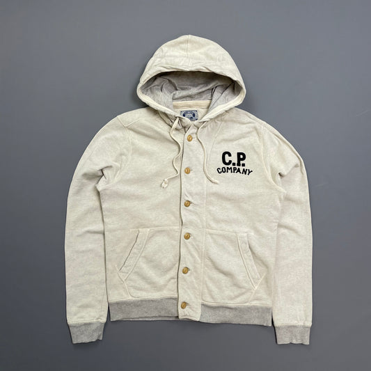 C.P. Company Grey Two-Tone Athletic Button-Up Hoodie