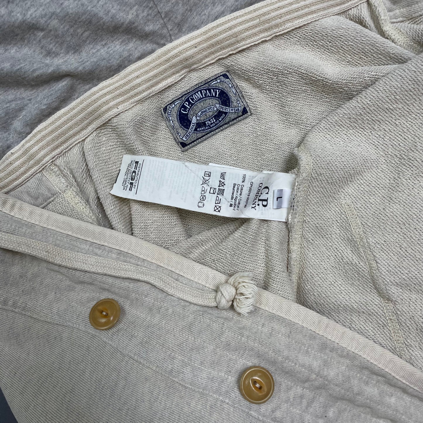 C.P. Company Grey Two-Tone Athletic Button-Up Hoodie