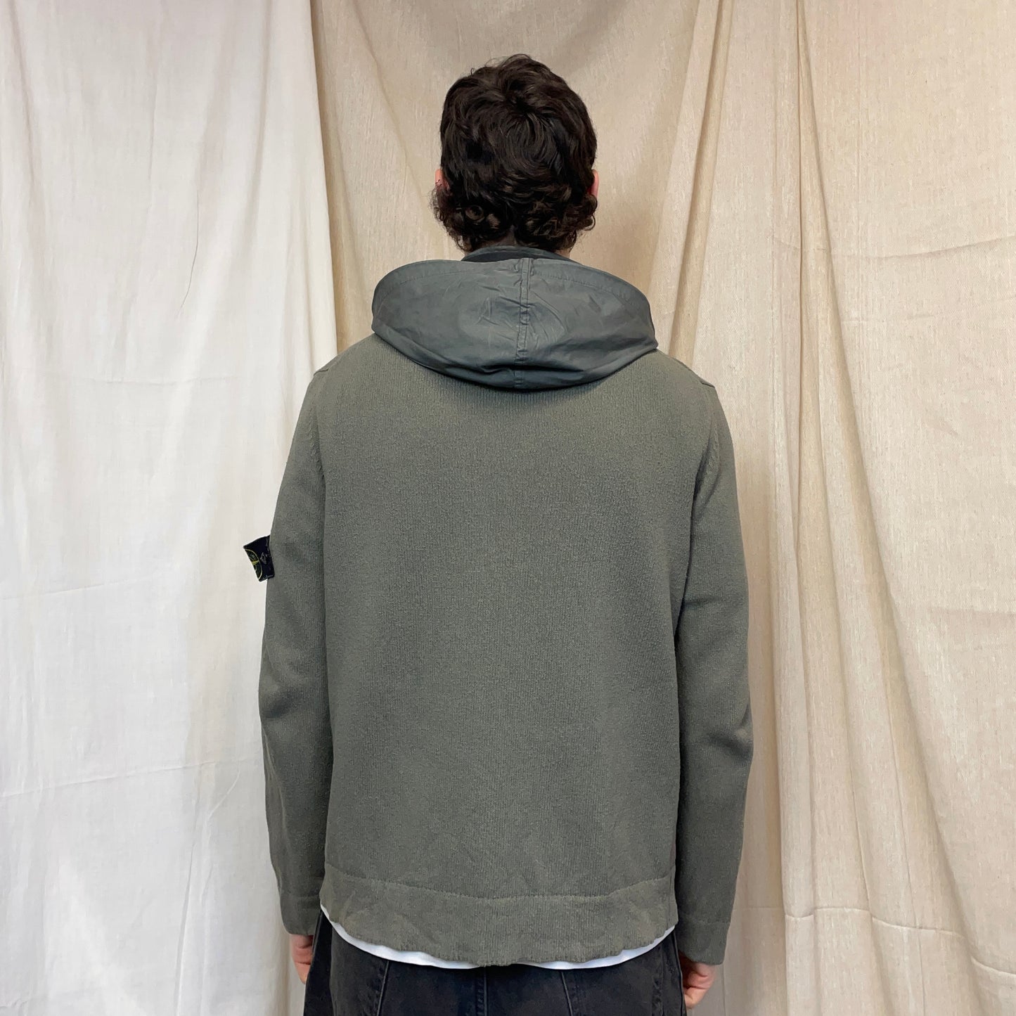 Stone Island Green SS07 David-TC Concealed Hood Knit Jacket