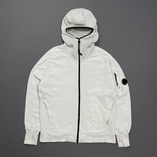 C.P. Company White Technical Balaclava Lens Hoodie