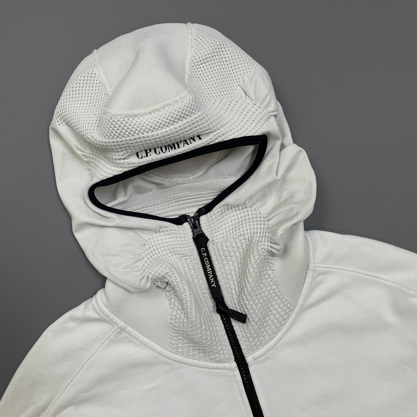 C.P. Company White Technical Balaclava Lens Hoodie