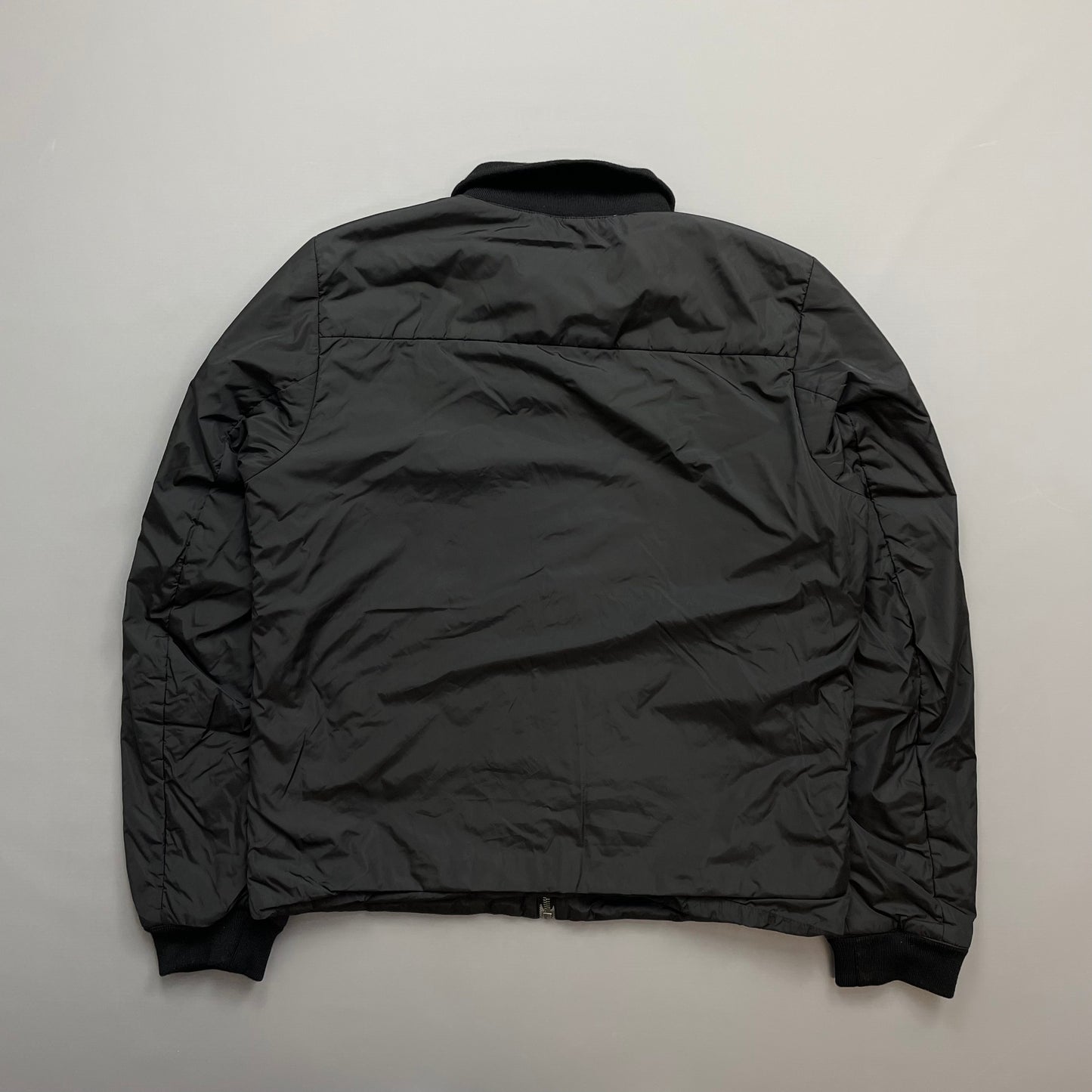 Prada Sport Black 2006 Leather Tab Nylon Padded Harrington Jacket