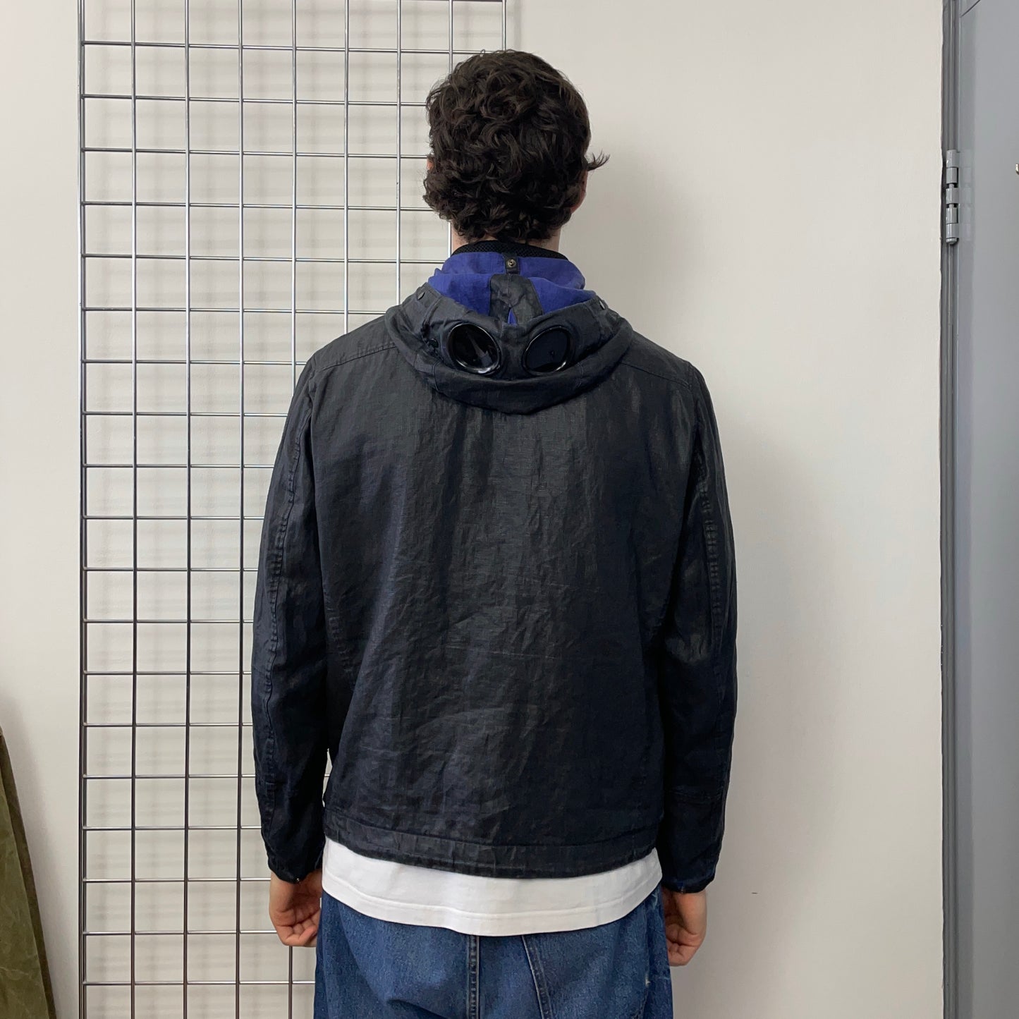 C.P. Company Black & Blue C(hi)LINO Linen Detachable Hood Goggle Jacket