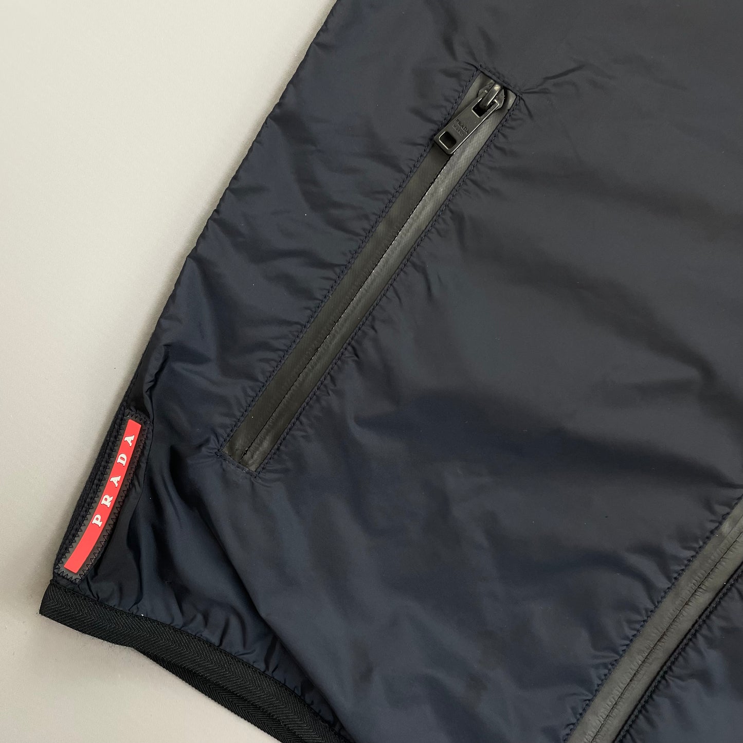 Prada Sport Navy 2018 Nylon Panelled Hooded Gilet Vest