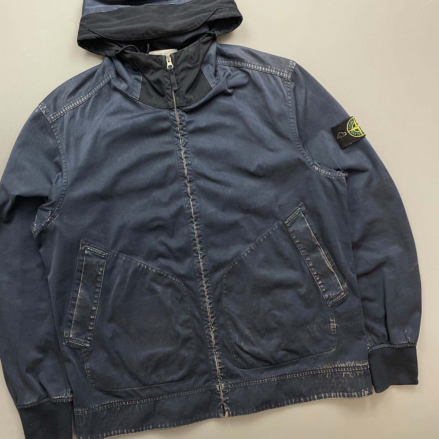 Stone Island Navy SS16 David Jersey-TC Hooded Jacket