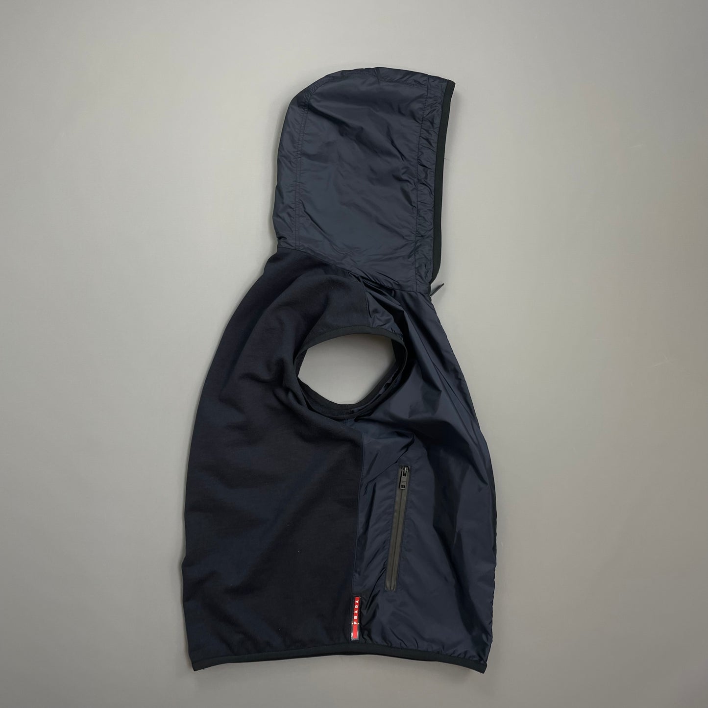 Prada Sport Navy 2018 Nylon Panelled Hooded Gilet Vest
