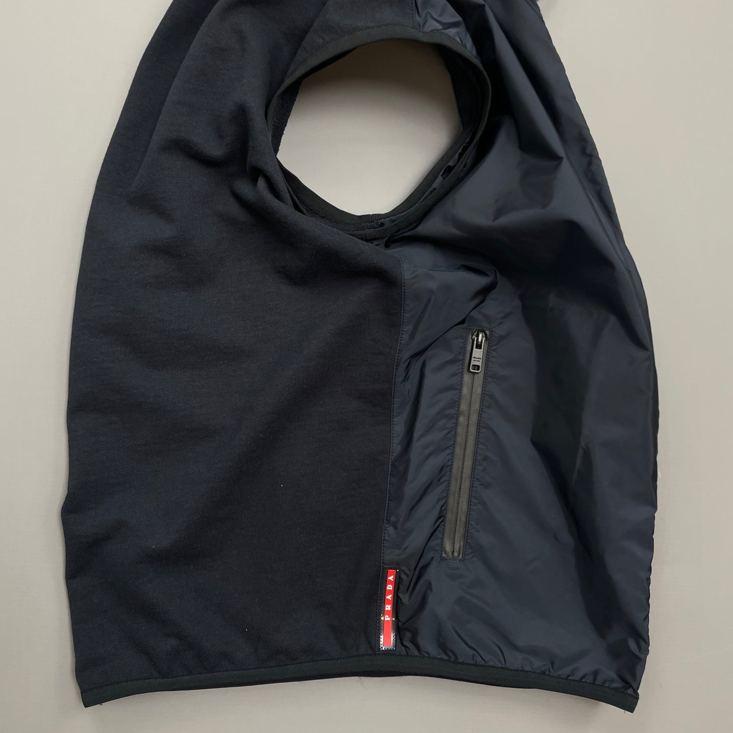 Prada Sport Navy 2018 Nylon Panelled Hooded Gilet Vest