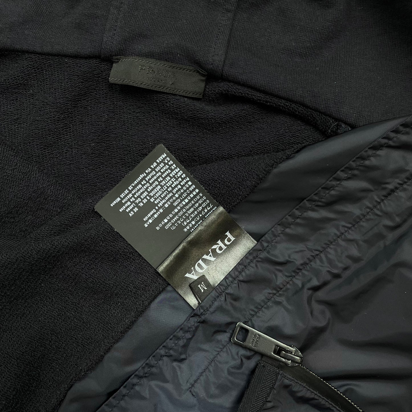 Prada Sport Navy 2018 Nylon Panelled Hooded Gilet Vest