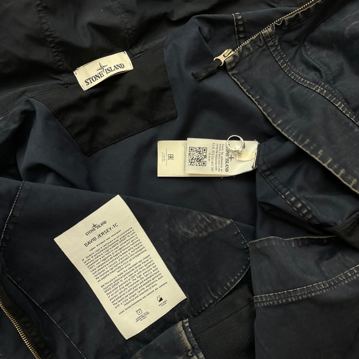 Stone Island Navy SS16 David Jersey-TC Hooded Jacket