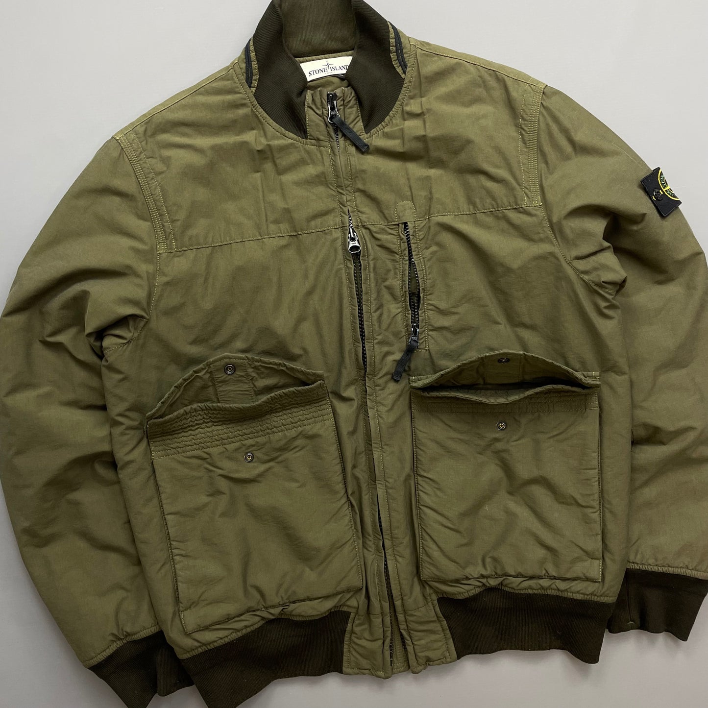 Stone Island Khaki AW13 Cotton Nylon Rip Stop Padded Bomber Jacket