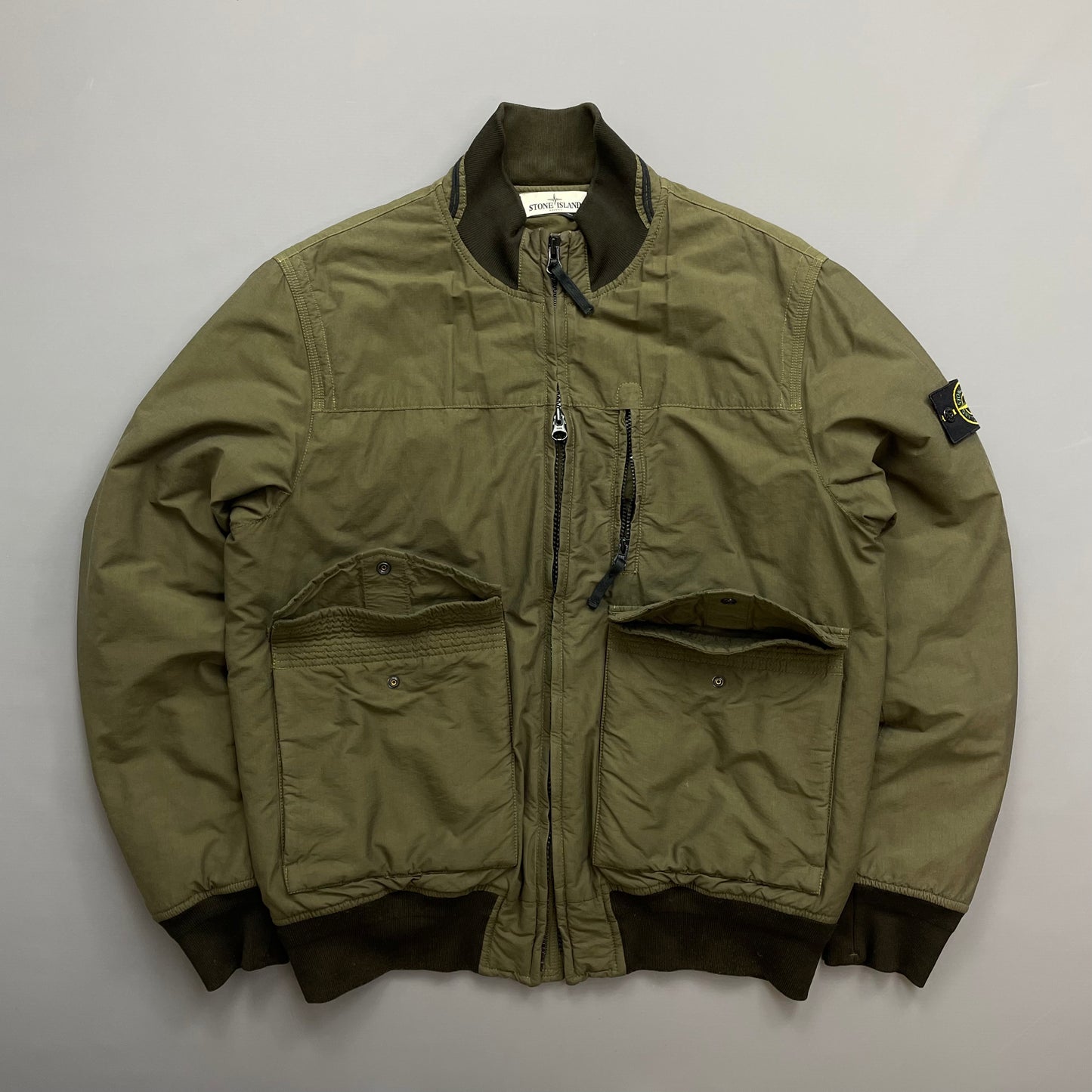 Stone Island Khaki AW13 Cotton Nylon Rip Stop Padded Bomber Jacket