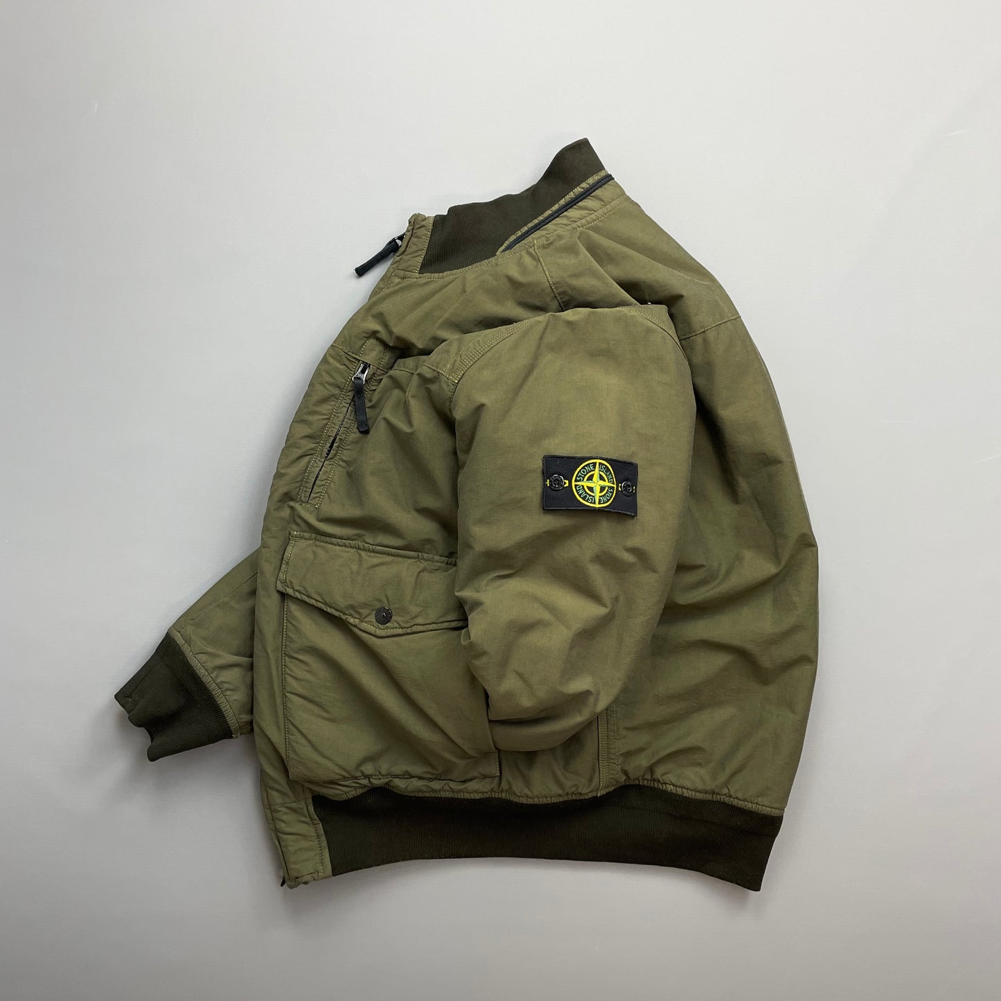 Stone Island Khaki AW13 Cotton Nylon Rip Stop Padded Bomber Jacket