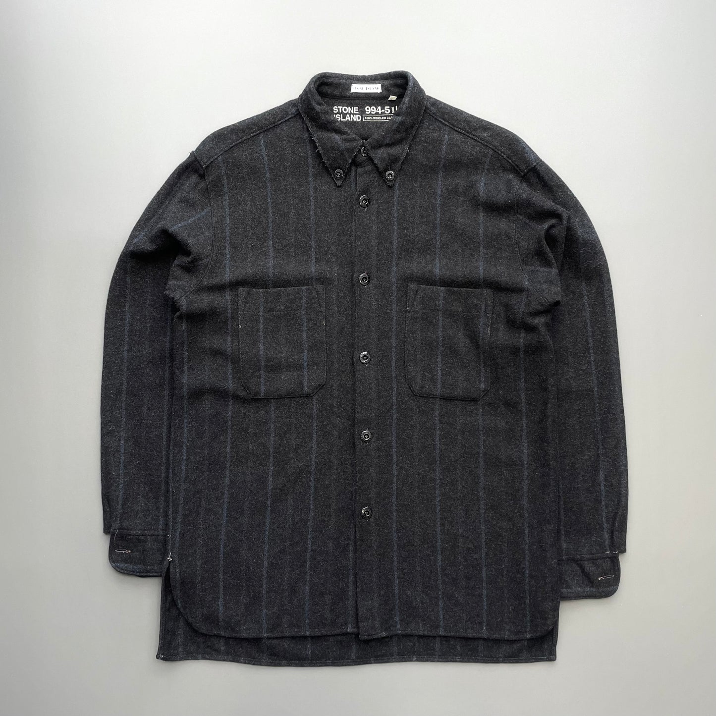 Stone Island Dark Grey AW94 Wool Contrast Stripe Shirt