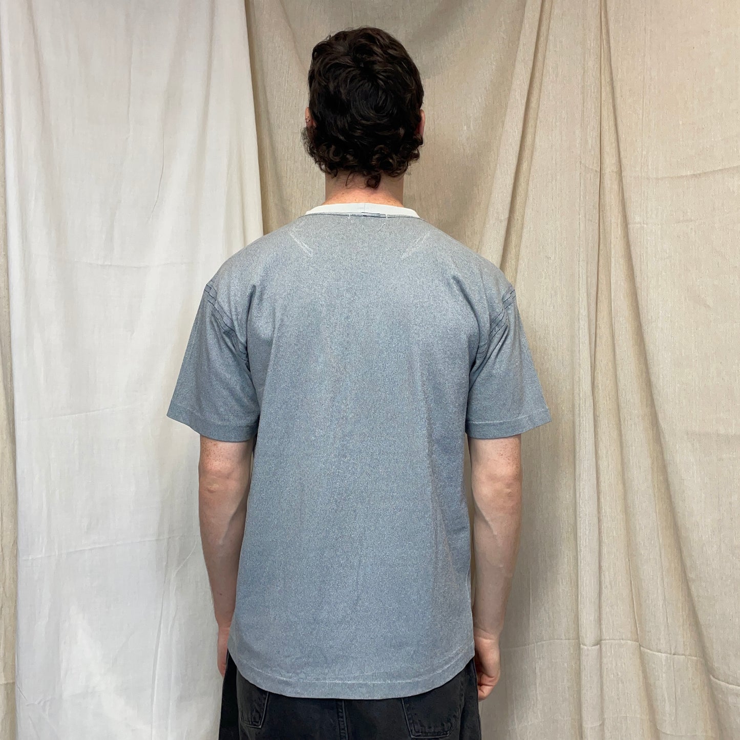 Stone Island Grey Blue 80s Marina Chest Spellout Tee