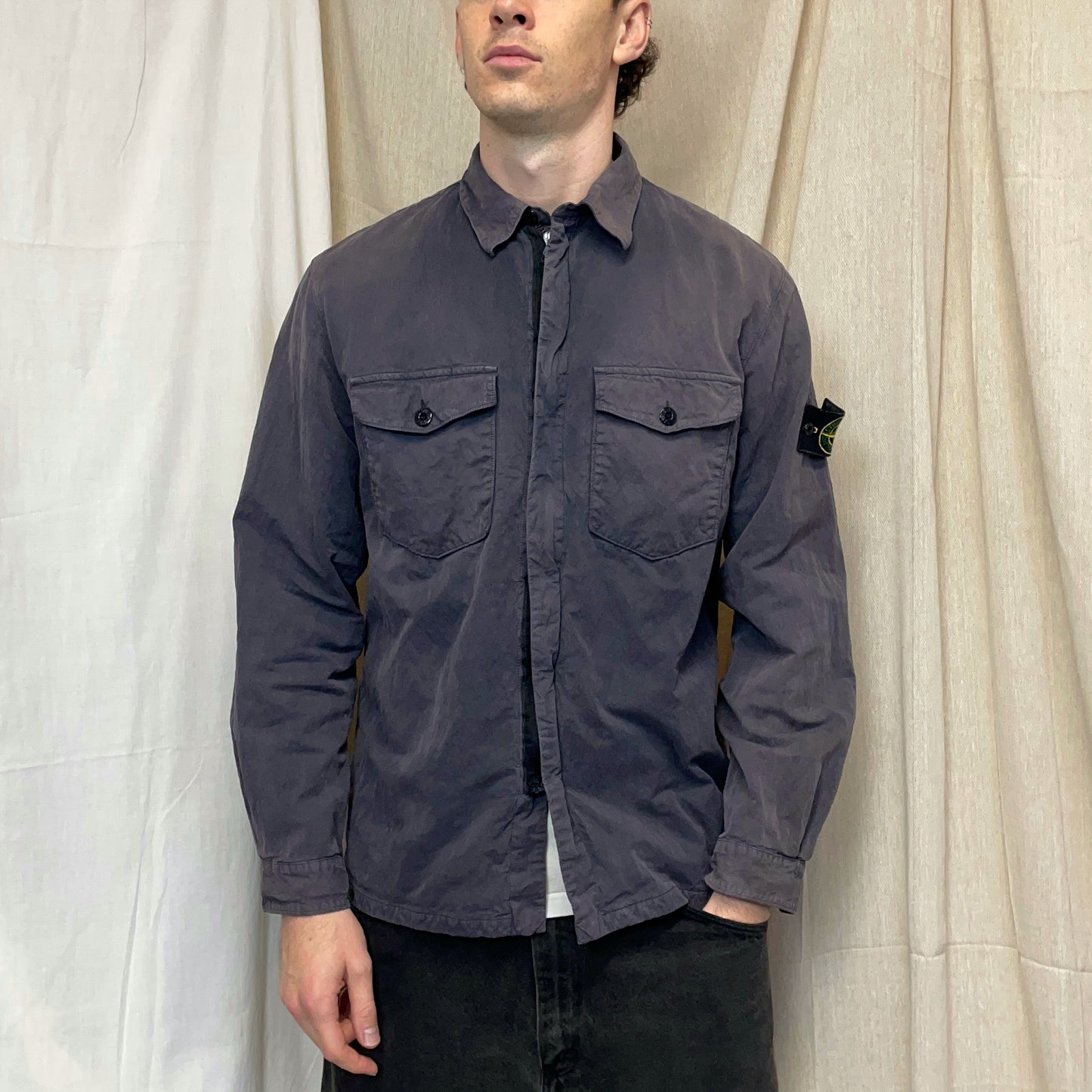 Stone Island Navy 00s Lined Overshirt Jacket