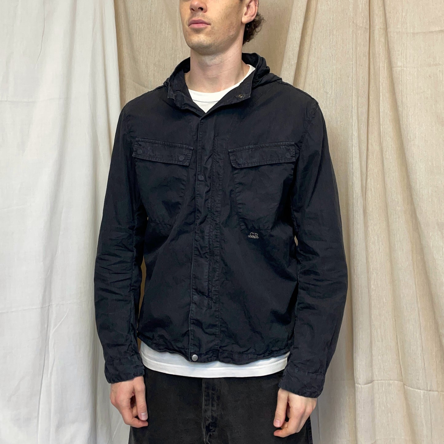 C.P. Company Black Cotton Detachable Hood Google Jacket