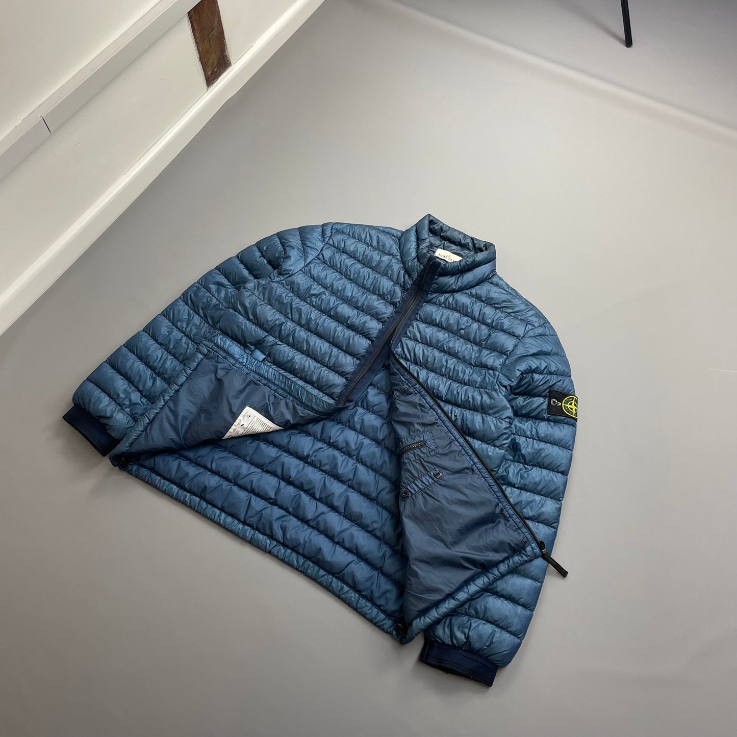 Stone Island Blue AW14 Garment Dyed 26GR X SQM Down Lightweight Puffer Jacket