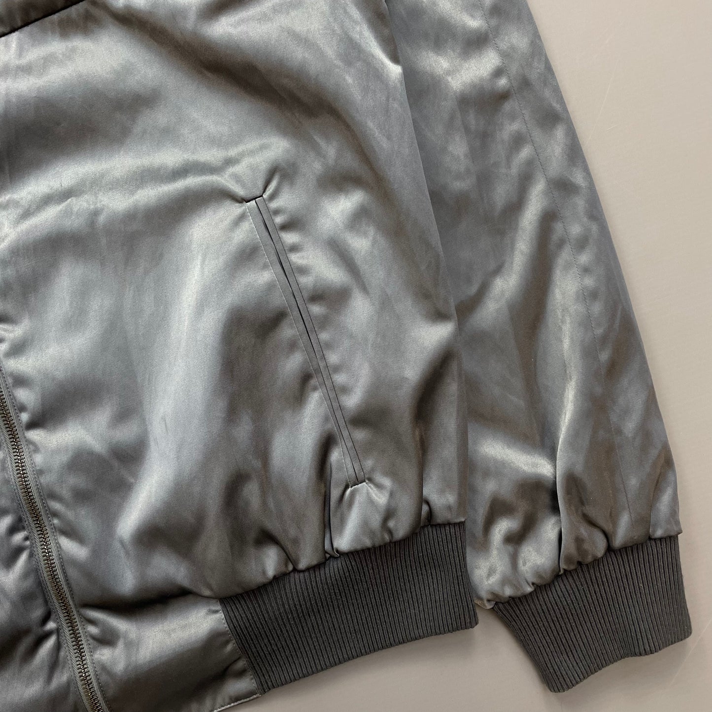 Prada Silver/Khaki Reversible 2010 Nylon Lightweight Bomber Jacket