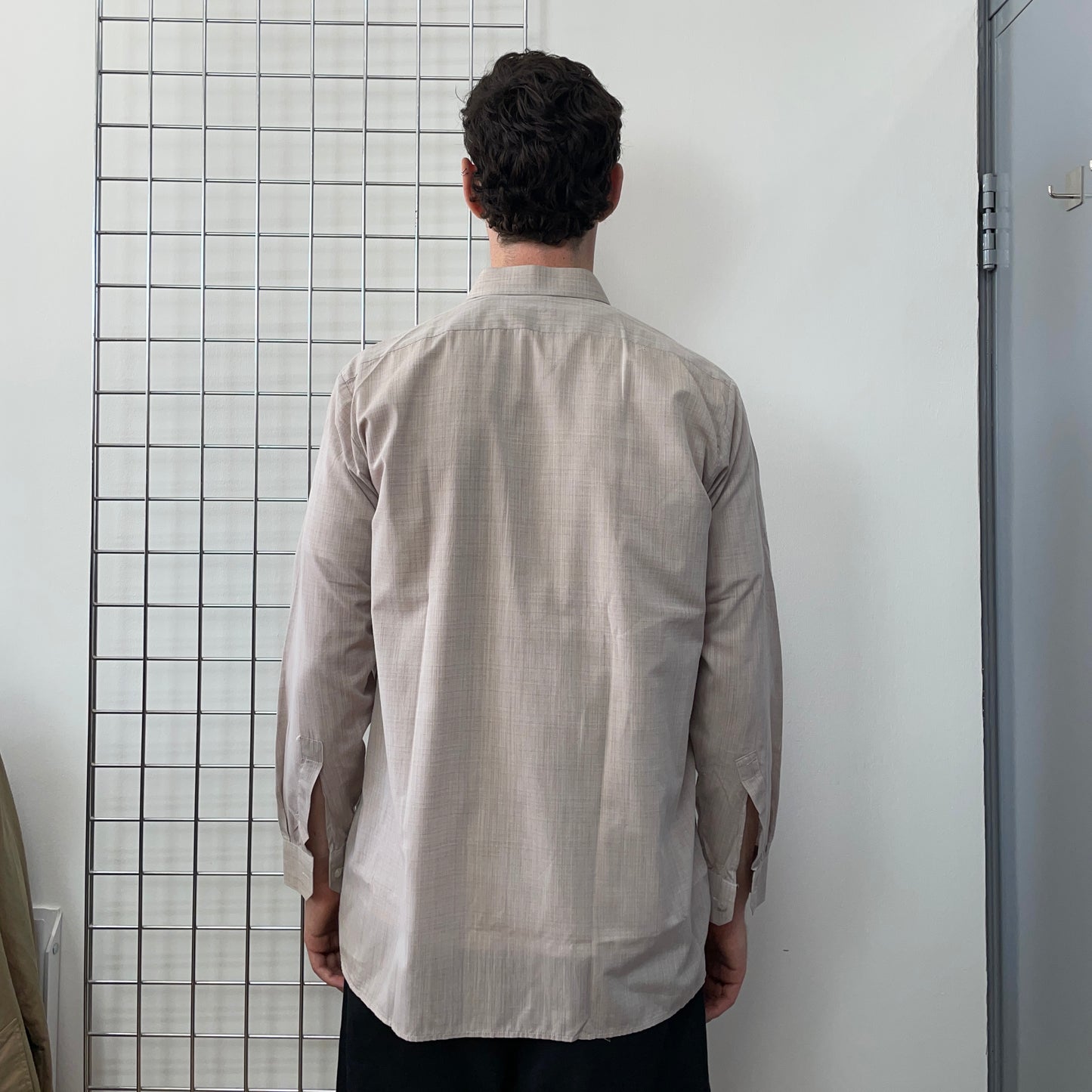 Vintage Beige Grey Louis Philippe Textured Shirt