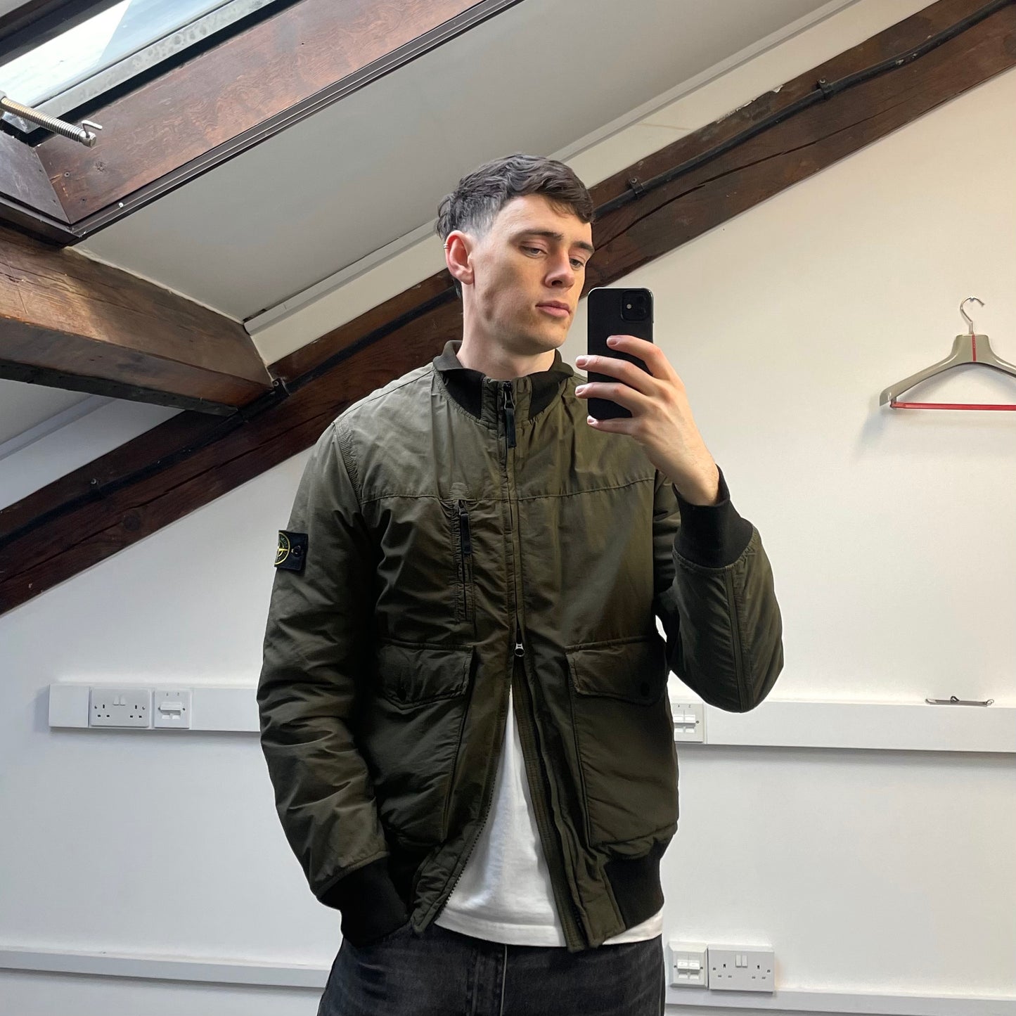 Stone Island Khaki AW13 Cotton Nylon Rip Stop Padded Bomber Jacket