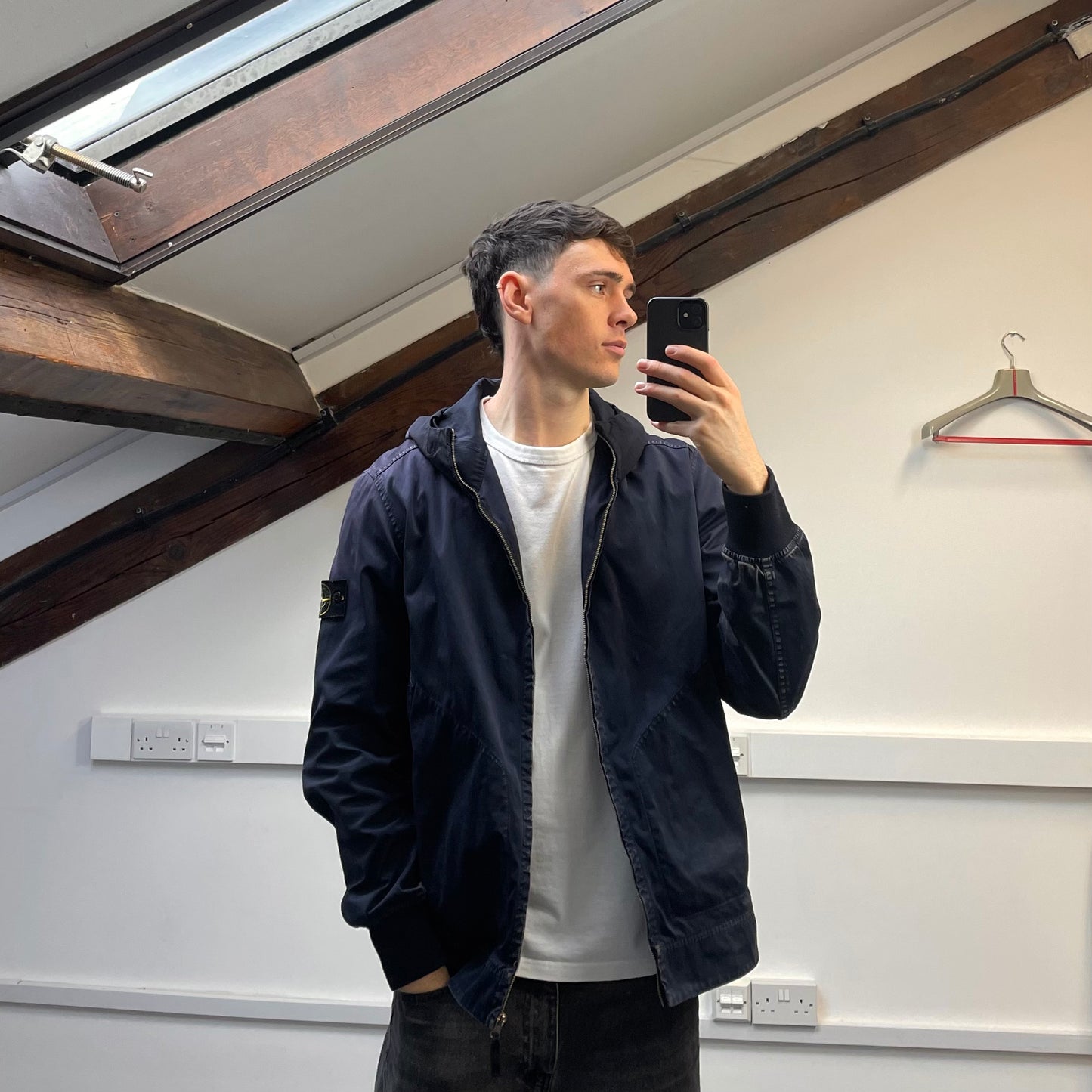 Stone Island Navy SS16 David Jersey-TC Hooded Jacket