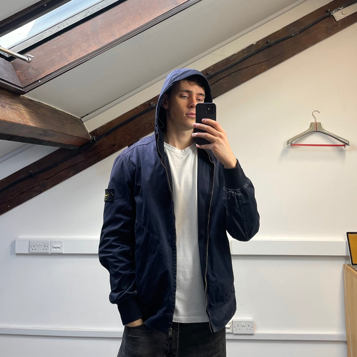Stone Island Navy SS16 David Jersey-TC Hooded Jacket